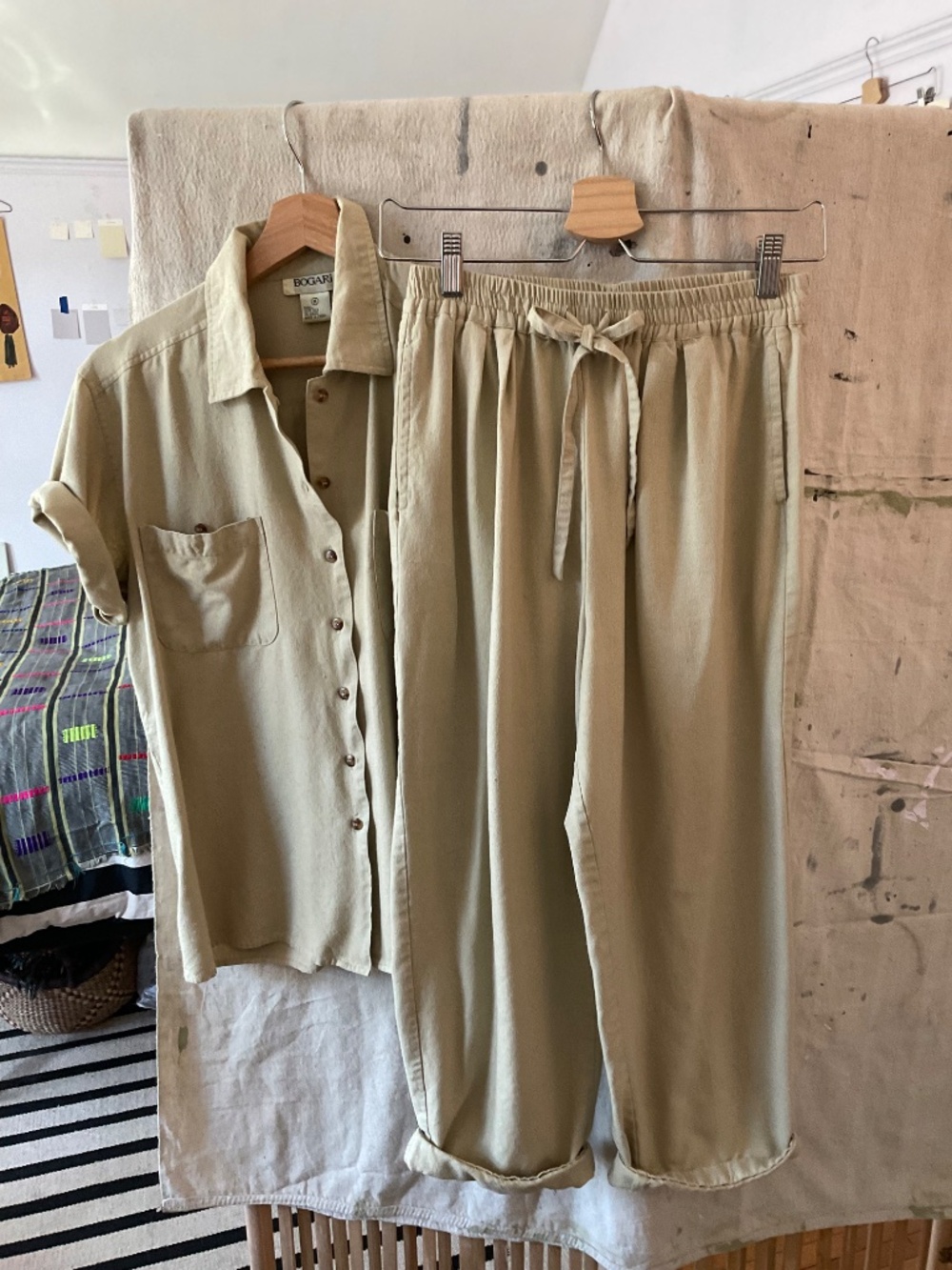 Women’s Vintage Tan 100% Silk Coord Set